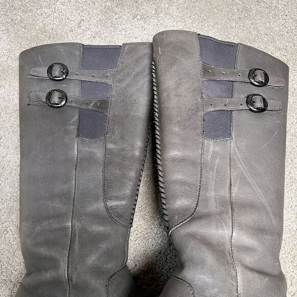 Keen Bern Baby Tall Riding Boots Women’s 7 Gray Leather Zipper Wedge Heels - Picture 9 of 16